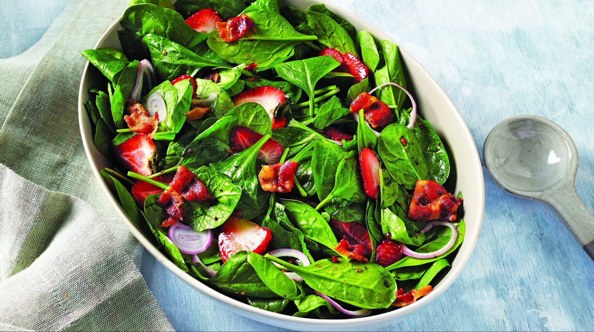 Spinach and Strawberry Salad with Warm Bacon Vinaigrette