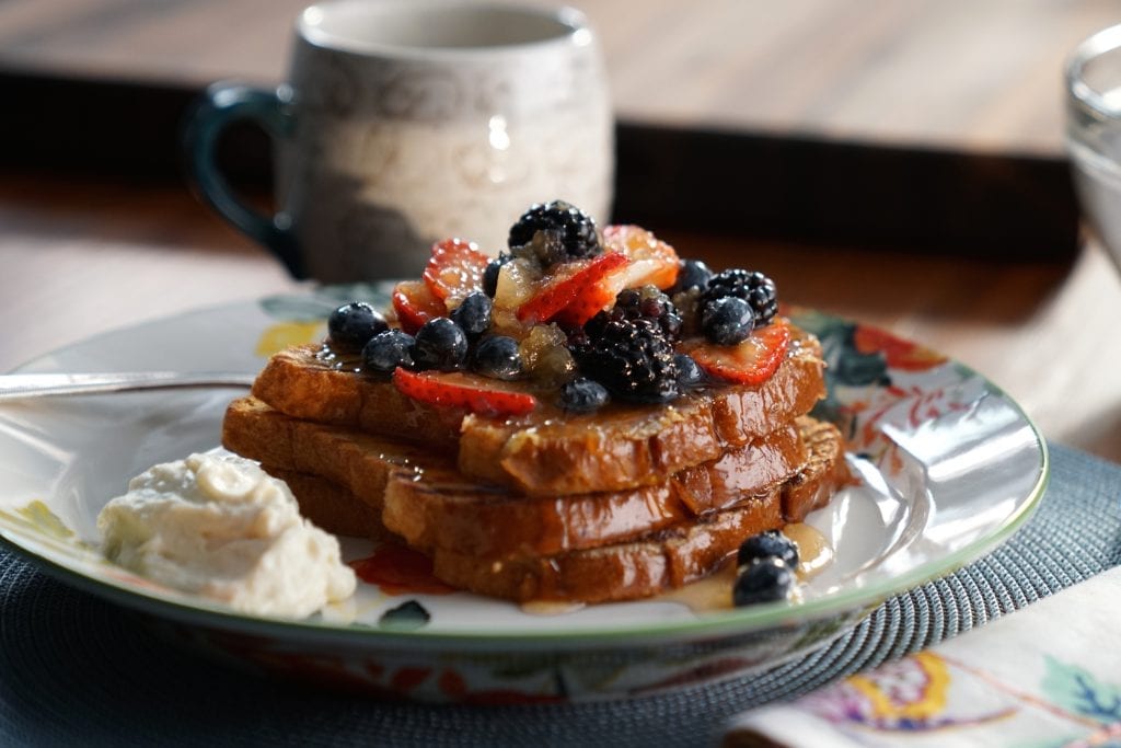 Grilled French Toast with AppleBerry Compote and AppleMascarpone