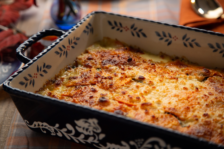 So-Cal Sweet Potato and Potato Gratin