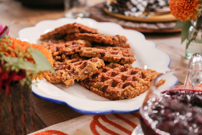 Stuffing Waffles with Cranberry Concord Syrup