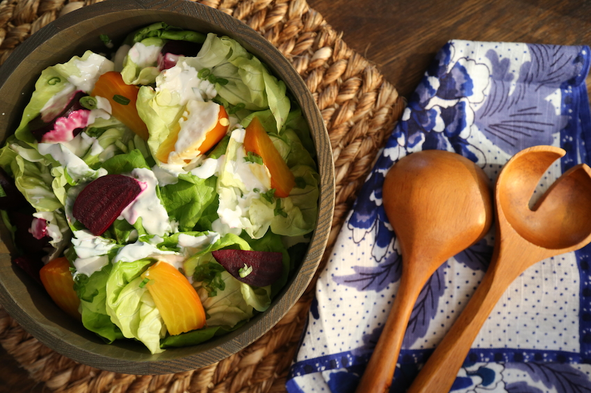 Beet and Butter Lettuce Salad with Horseradish Dressing