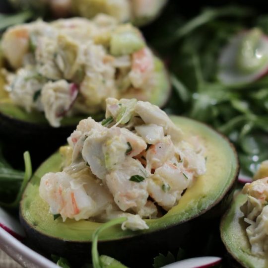 Avocado Stuffed with Shrimp and Crab Salad