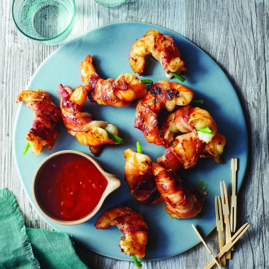 Jalapeno Bacon Wrapped Shrimp w/ Cherry Cola Sauce