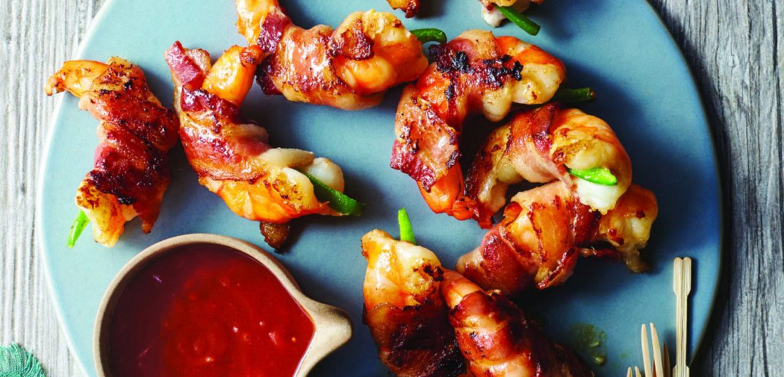 Jalapeno Bacon Wrapped Shrimp w/ Cherry Cola Sauce