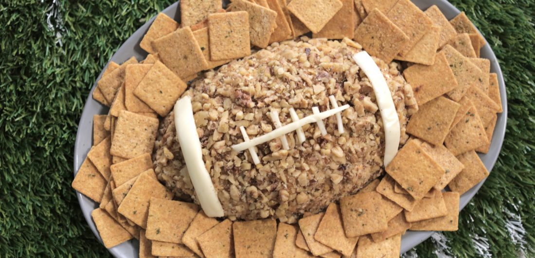 Football Cheeseball with Herbed Crackers