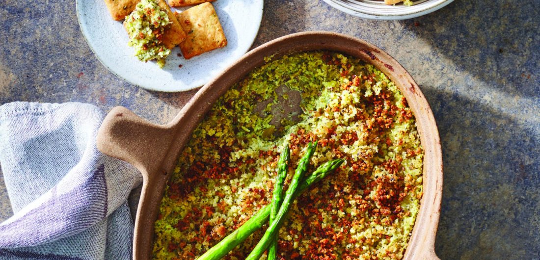 Roasted Asparagus Pesto Dip w/ Pepper Crackers