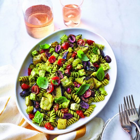 Roasted Eggplant Pesto Pasta