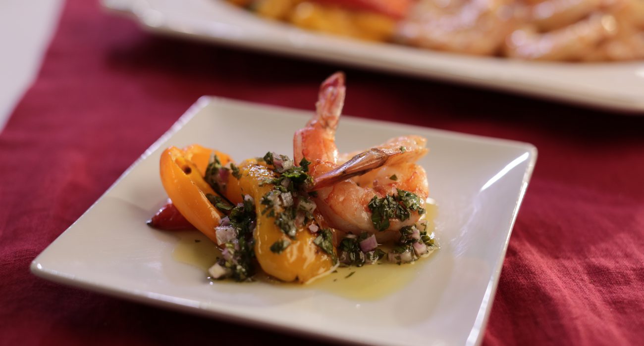 Roasted Shrimp and Peppers with Chimichurri